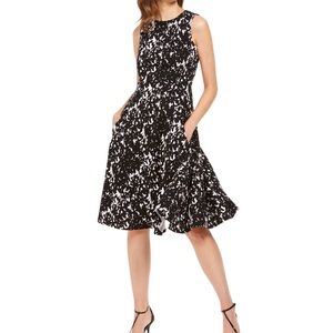 Calvin Klein Black and White Midi Dress
